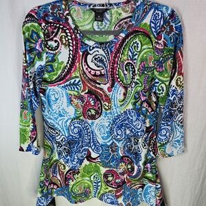 Investments Petites Womens_Longsleeve Pullover Top Size XL multicolor Paisley